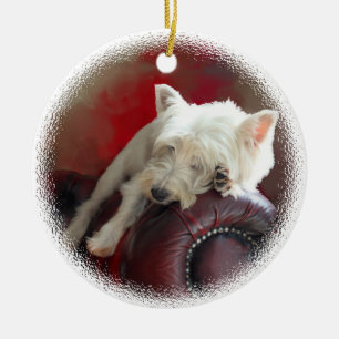 Ornamento De Cerâmica Westie descansando