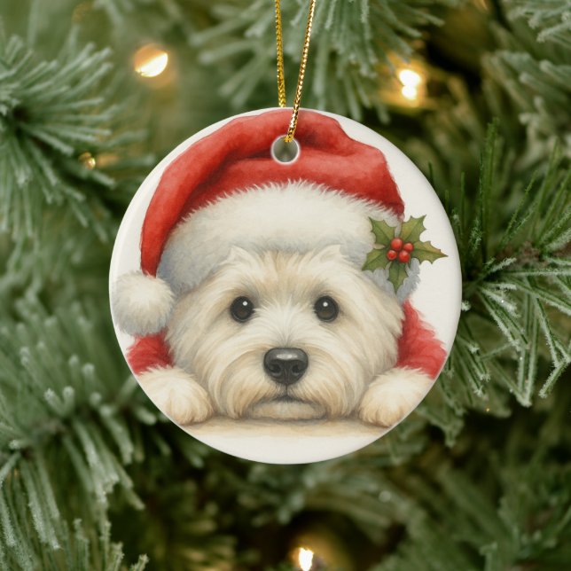 Ornamento De Cerâmica Westie Fofo (Árvore)