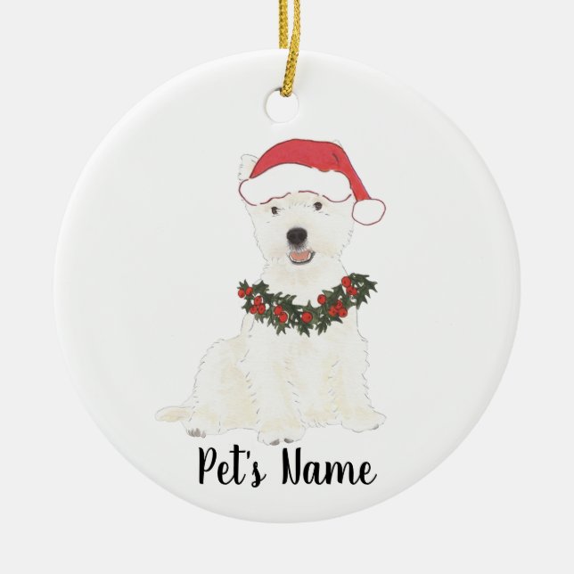 Ornamento De Cerâmica Westie Highland Terrier personalizado (Frente)