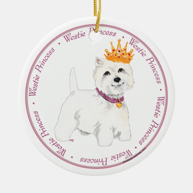 Ornamento De Cerâmica Westie Princess Ornament (Frente)
