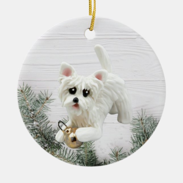 Ornamento De Cerâmica Westie West Highland White Terrier Ornament (Frente)
