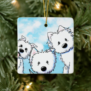 Ornamento De Cerâmica Westies Sorrateiros