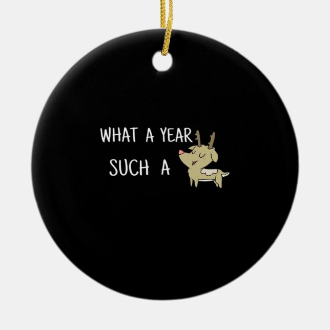 Ornamento De Cerâmica What A Fun Deer Moment Retro Style (Frente)