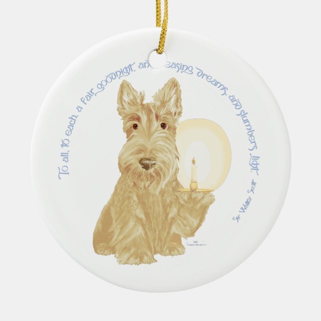 Ornamento De Cerâmica Wheaten Scottie Goodnight (Frente)