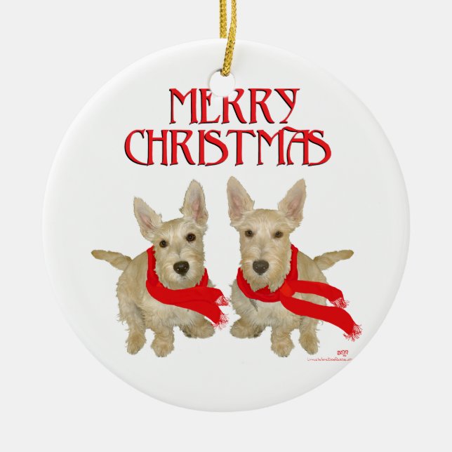 Ornamento De Cerâmica Wheaten Scottish Terrier Chirstmas (Frente)