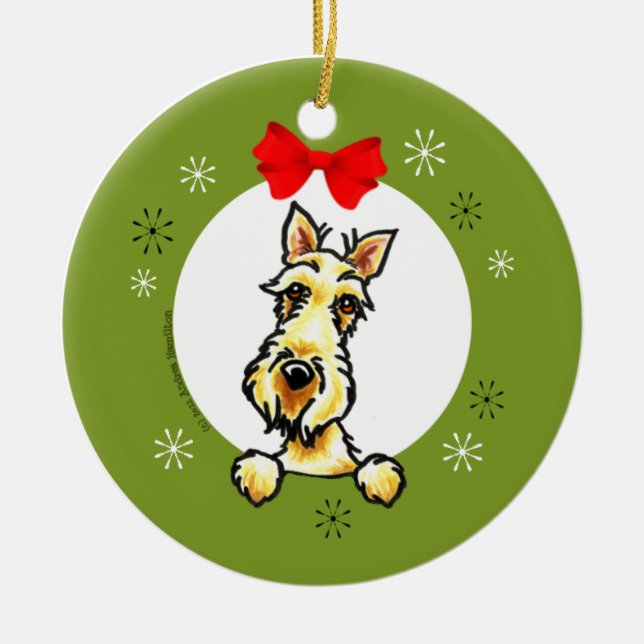 Ornamento De Cerâmica Wheaten Scottish Terrier Christmas Classic (Frente)