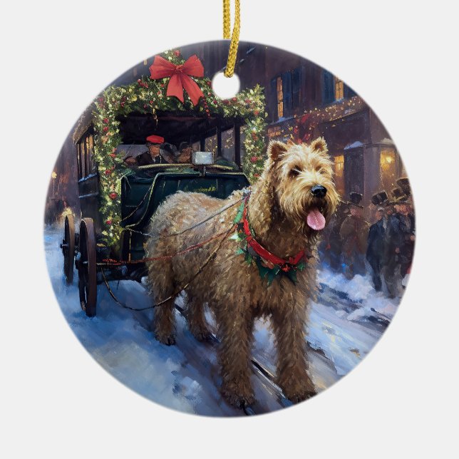 Ornamento De Cerâmica Wheaten Terrier Christmas Fesason (Frente)