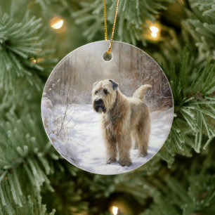 Ornamento De Cerâmica Wheaten Terrier Deixe-o nevar no Natal