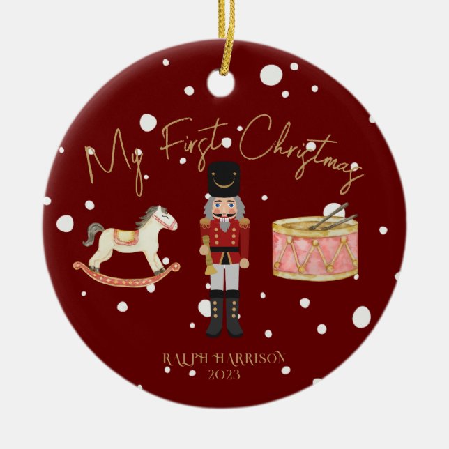 Ornamento De Cerâmica Whimsic Meu Primeiro Nome De Crianças Noturcentas  (Frente)