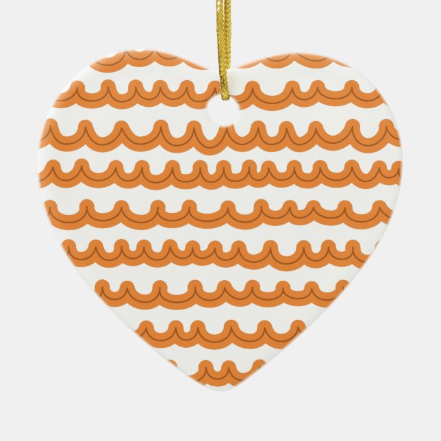 Ornamento De Cerâmica Whimsic Ocean Waves Melon (Frente)
