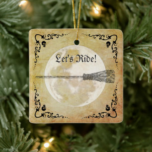 Ornamento De Cerâmica Whimsic Witchy Full Moon