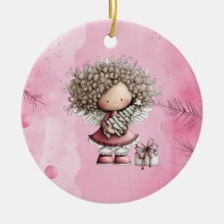 Ornamento De Cerâmica Whimsical Christmas Angel