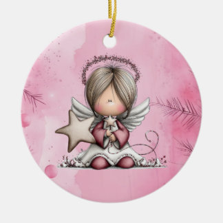 Ornamento De Cerâmica Whimsical Christmas Angel