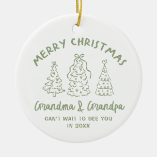 Ornamento De Cerâmica Whimsical Grandparents Pregnancy Announcement