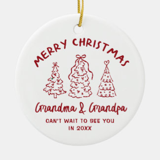 Ornamento De Cerâmica Whimsical Grandparents Pregnancy Announcement