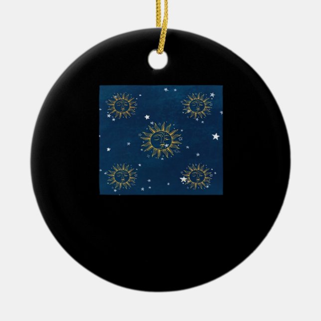 Ornamento De Cerâmica Whimsigoth Night Sky Sun Moon Witchy Classig (Frente)