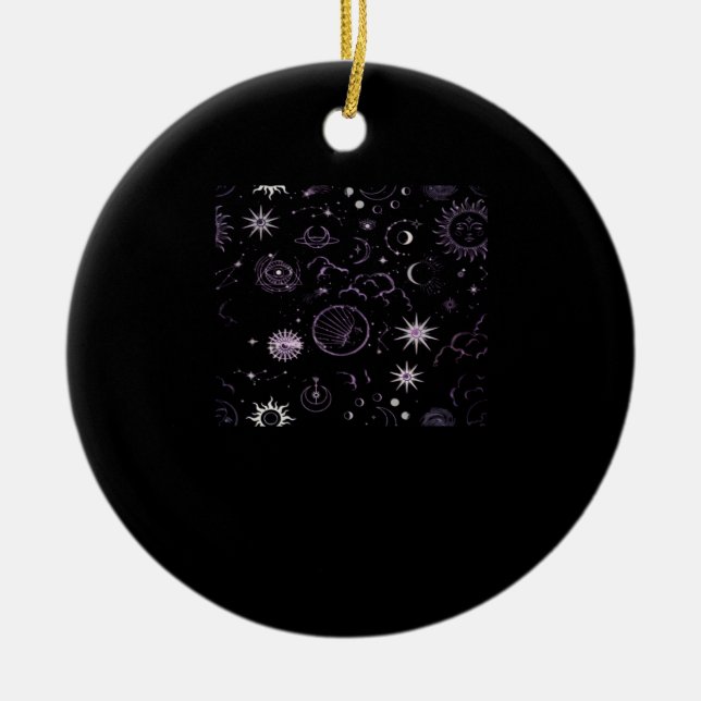 Ornamento De Cerâmica Whimsigoth Sun Moon Witchy Classic (Frente)