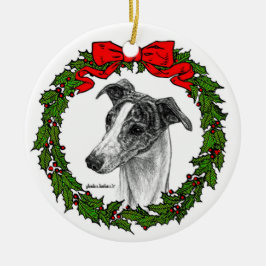 Ornamento De Cerâmica Whippet Dog Art de Glenda S. Harlan
