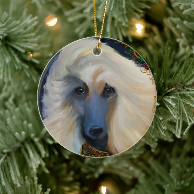 Ornamento De Cerâmica White Afghan Hound (Árvore)