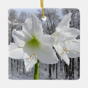Ornamento De Cerâmica White Amaryllis e Snow I