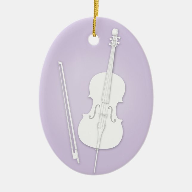 Ornamento De Cerâmica White Cello com música personalizada de Lavanda de (Frente)