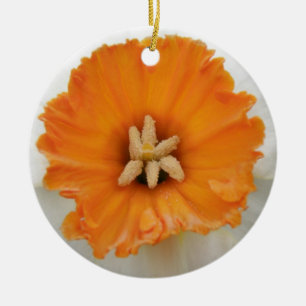 Ornamento De Cerâmica White Daffodil Custom Birthday