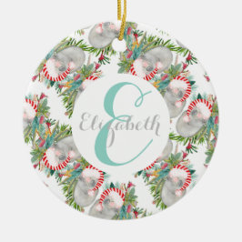 Ornamento De Cerâmica White de Natal de Koala Personalizada