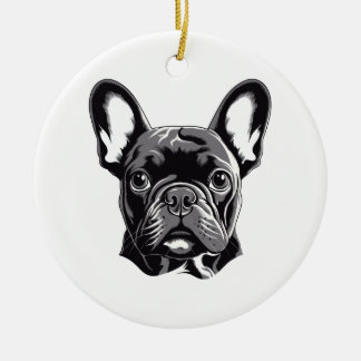 Ornamento De Cerâmica White e preto francês personalizado