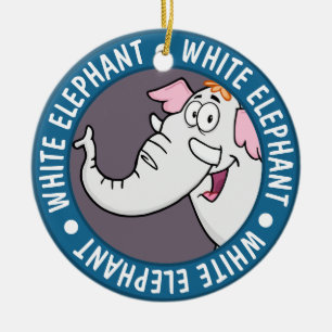 Ornamento De Cerâmica White Elephant Exchange Cartoon