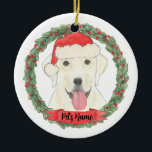Ornamento De Cerâmica White Labrador Personalizado<br><div class="desc">Faça a lista legal este ano com um ornamento personalizado do seu doce laboratório branco! Para os presentes mais doces,  emparelhe-o com um impressão de arte correspondente ou outro item da minha coleção!</div>