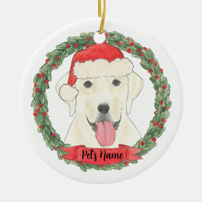Ornamento De Cerâmica White Labrador Personalizado (Frente)