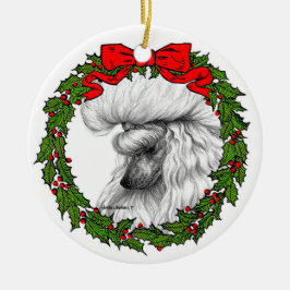 Ornamento De Cerâmica White Poodle Art de Glenda S. Harlan