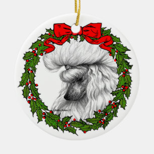 Ornamento De Cerâmica White Poodle Art de Glenda S. Harlan