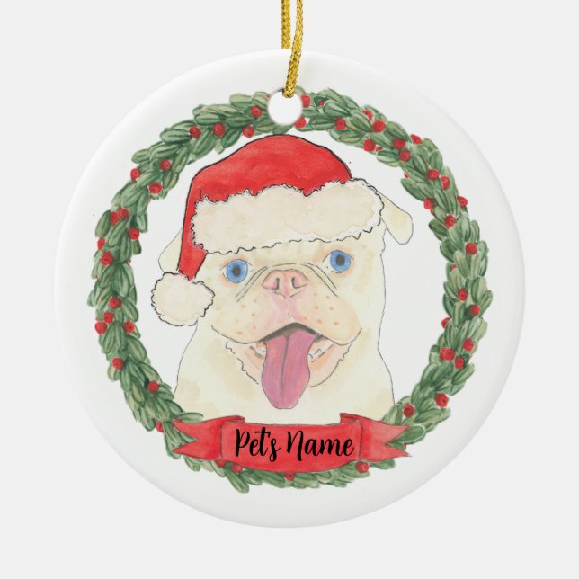 Ornamento De Cerâmica White Pug Personalizado (Frente)