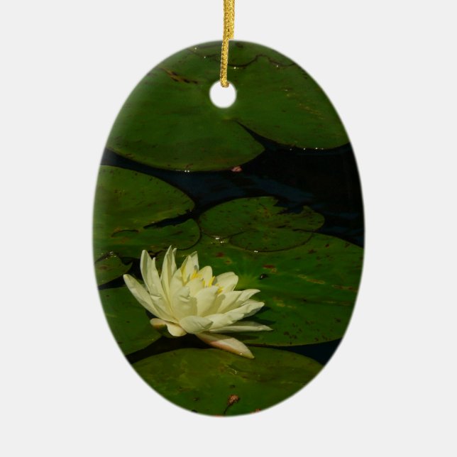 Ornamento De Cerâmica White Waterlily I Peaceful Floral Fotografia (Frente)