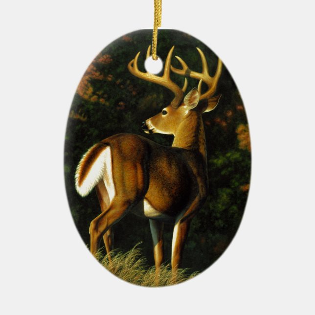 Ornamento De Cerâmica Whitetail Deer Trophy Buck Hunting (Frente)