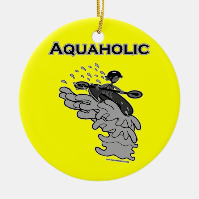 Ornamento De Cerâmica Whitewater Aquaholic Silhouette Shirts & Things (Frente)