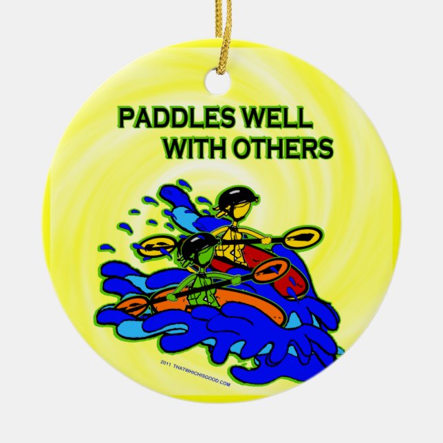 Ornamento De Cerâmica Whitewater Paddles Bem Com Outros (Frente)