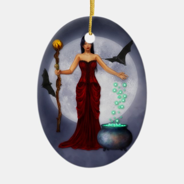 Ornamento De Cerâmica Wiccan Princess Halloween Ornament (Frente)