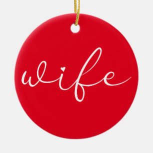 Ornamento De Cerâmica Wife Definition Chic Script Love Heart