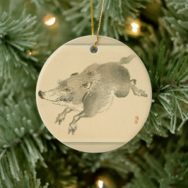 Ornamento De Cerâmica Wild Boar (Arte japonesa) (por Kono Bairei)