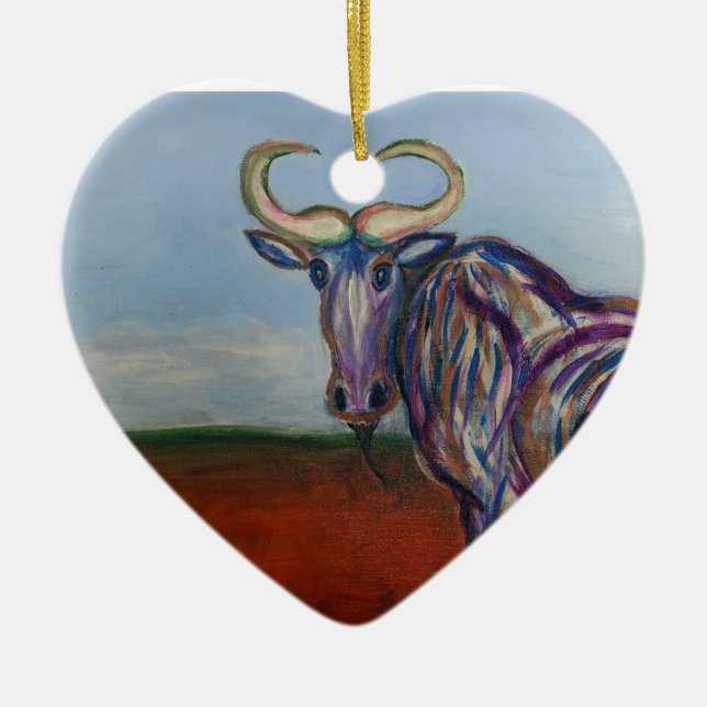 Ornamento De Cerâmica Wildebeest (Frente)
