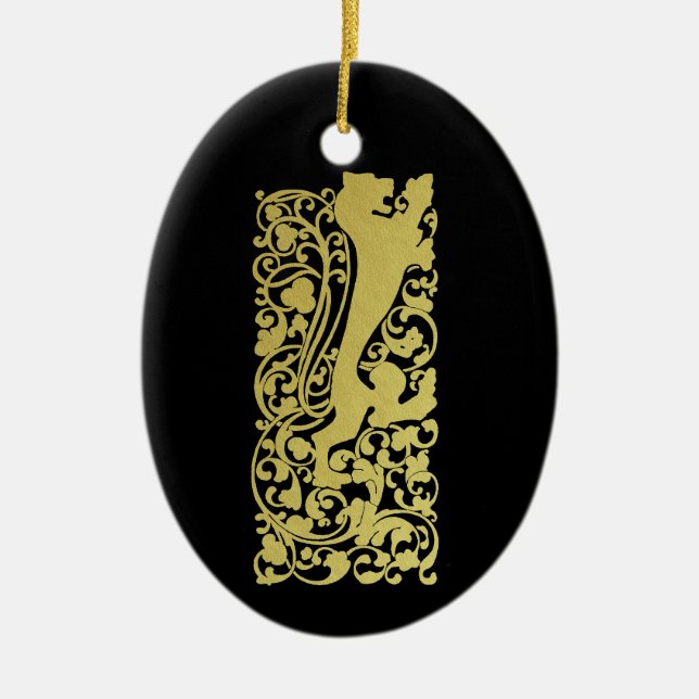 Ornamento De Cerâmica Will Bradley Heraldic Lion (Frente)