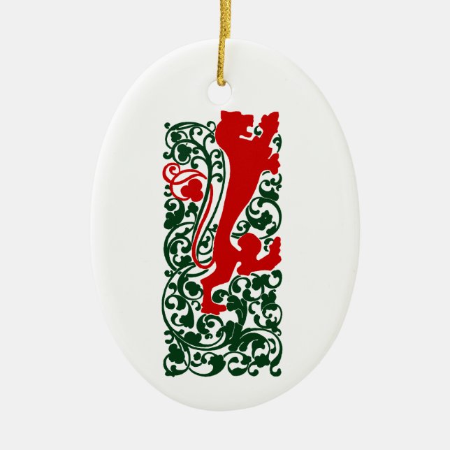 Ornamento De Cerâmica Will Bradley Heraldic Lion (Frente)