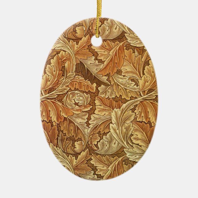 Ornamento De Cerâmica William Morris Acanthus Brown Autumn Leaves (Frente)