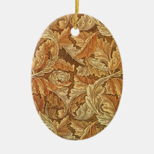 Ornamento De Cerâmica William Morris Acanthus Marrom Folhas de Outono