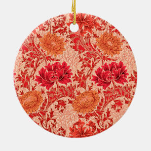 Ornamento De Cerâmica William Morris Chrysanthemums, Coral Orange