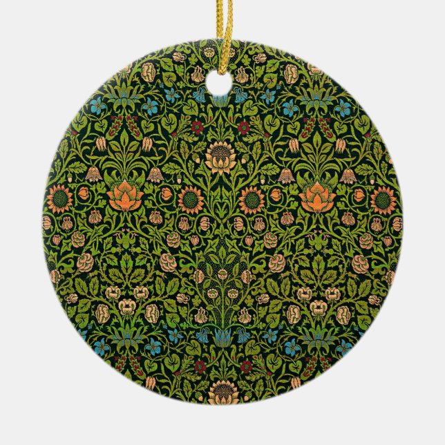 Ornamento De Cerâmica William Morris - Columbine, dark green, (Frente)