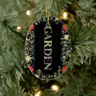 Ornamento De Cerâmica William Morris Floral Garden Motto e Quadro