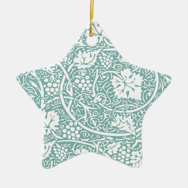 Ornamento De Cerâmica William Morris Grape Pattern Teal Turquoise (Frente)